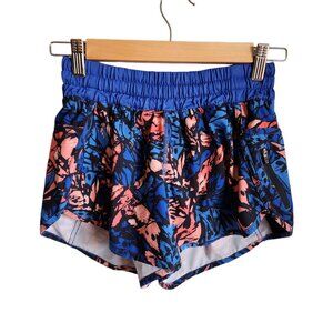 Lululemon Shorts Women's 4 Blue Orange Lined Gym Workout Running